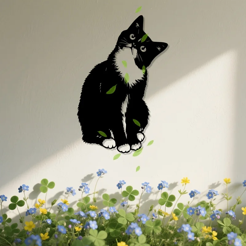 1pc Vintage Iron Tuxedo Cat Metal Wall Art - Rust-Proof Kitchen Wall Decor,