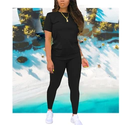 Two Piece Outfits for Women Summer Short Set 2 Piece Outfits Jogger Track Suits Sweatsuits for Women Short Sleeve