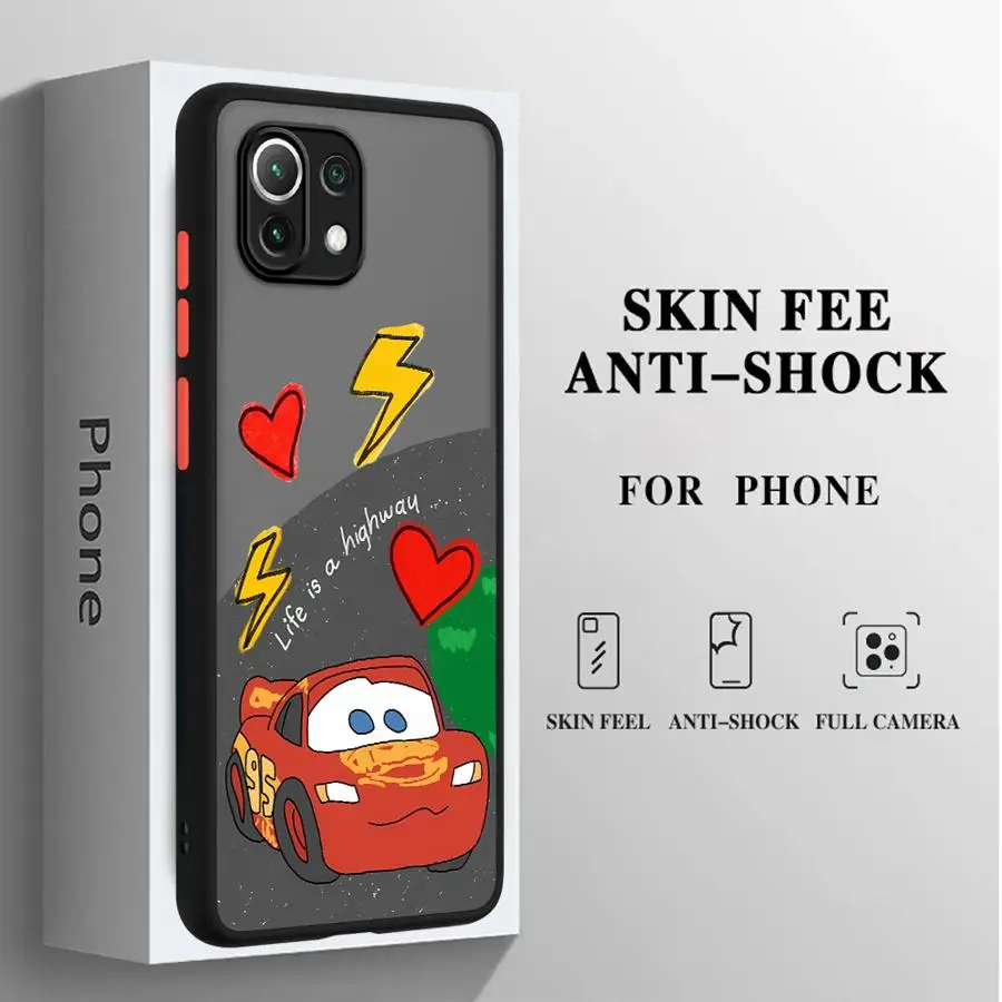 Disney Cartoon Lightning McQueen Phone Case for Xiaomi Mi 14 Pro 9T 10T 11T Pro 11 Lite 5G 11T 12T 12 13 Pro 13 Lite Black Edge