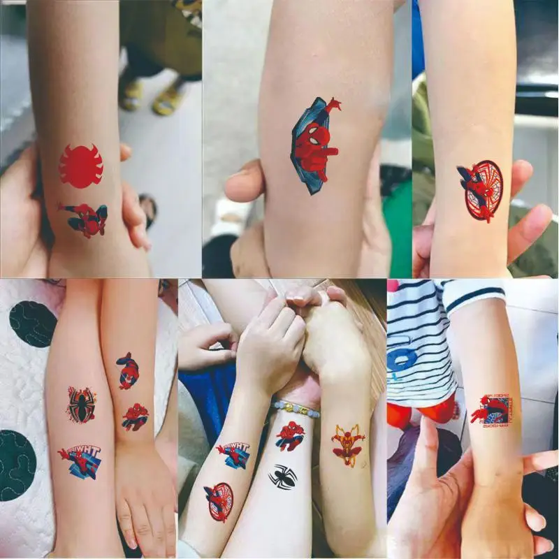 20 قطعة/المجموعة/مجموعة من ملصقات الوشم المؤقت مارفل سبايدر مان، وشم كرتوني كهدية عيد ميلاد، ملصق تاتو فني مزيف للجسم #3