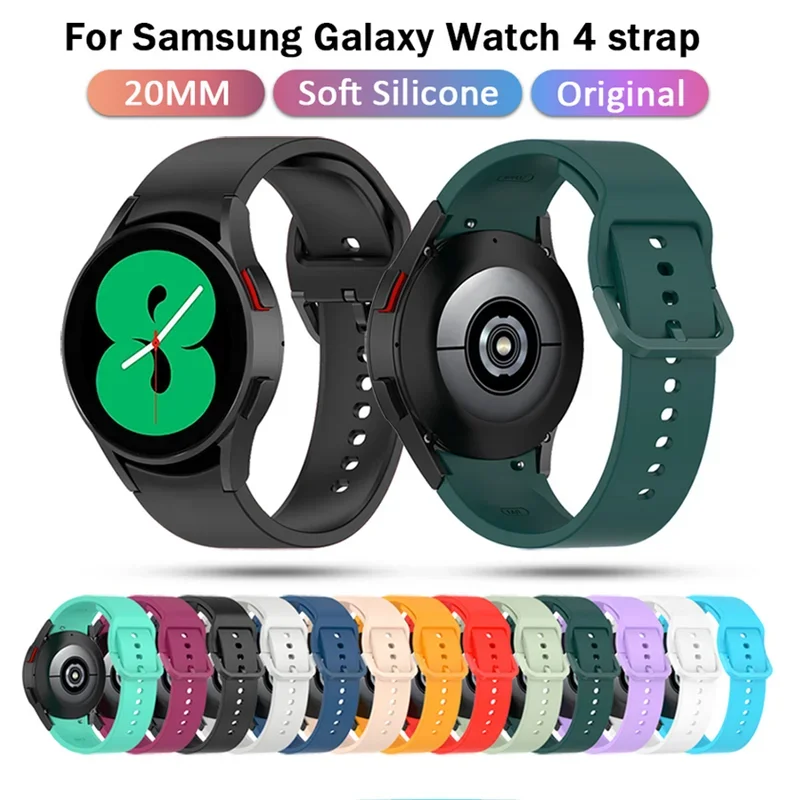 Silicone Watchband Straps For Samsung Galaxy watch Watch 5 pro 4 40mm 44mm/watch4 classic 46mm 42mm Curved End Wristband Correa