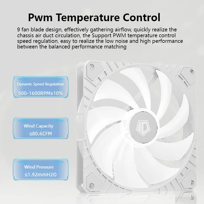 ID-COOLING พัดลม casing PC 14ซม. 140มม. 5V พัดลม armb 4PIN PWM ประสิทธิภาพสูงปิดเสียงพัดลมทำความเย็นสำหรับซีพียู & GPU & VGA คูลเลอร์