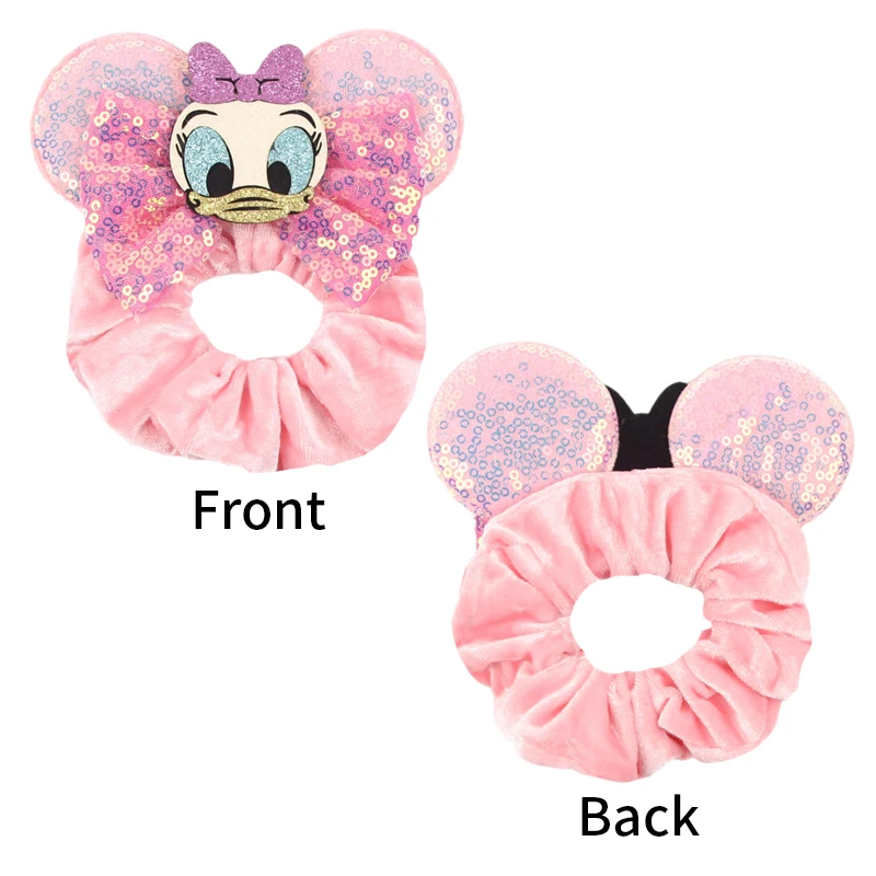 Newest Cute Disney Tiana Hair Scrunchies Velvet Hairband For Girls  Women Sequins Bows Headband Women Trip DIY Hair Accessories