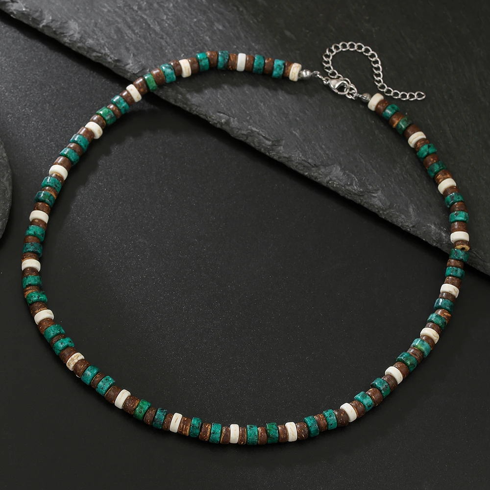 Vintage Einzigartige Natürliche Kokosnussschale Halskette Für Männer Surfer Perlen Halskette Handgemachte Kurze Halsband Schmuck Kragen Homme