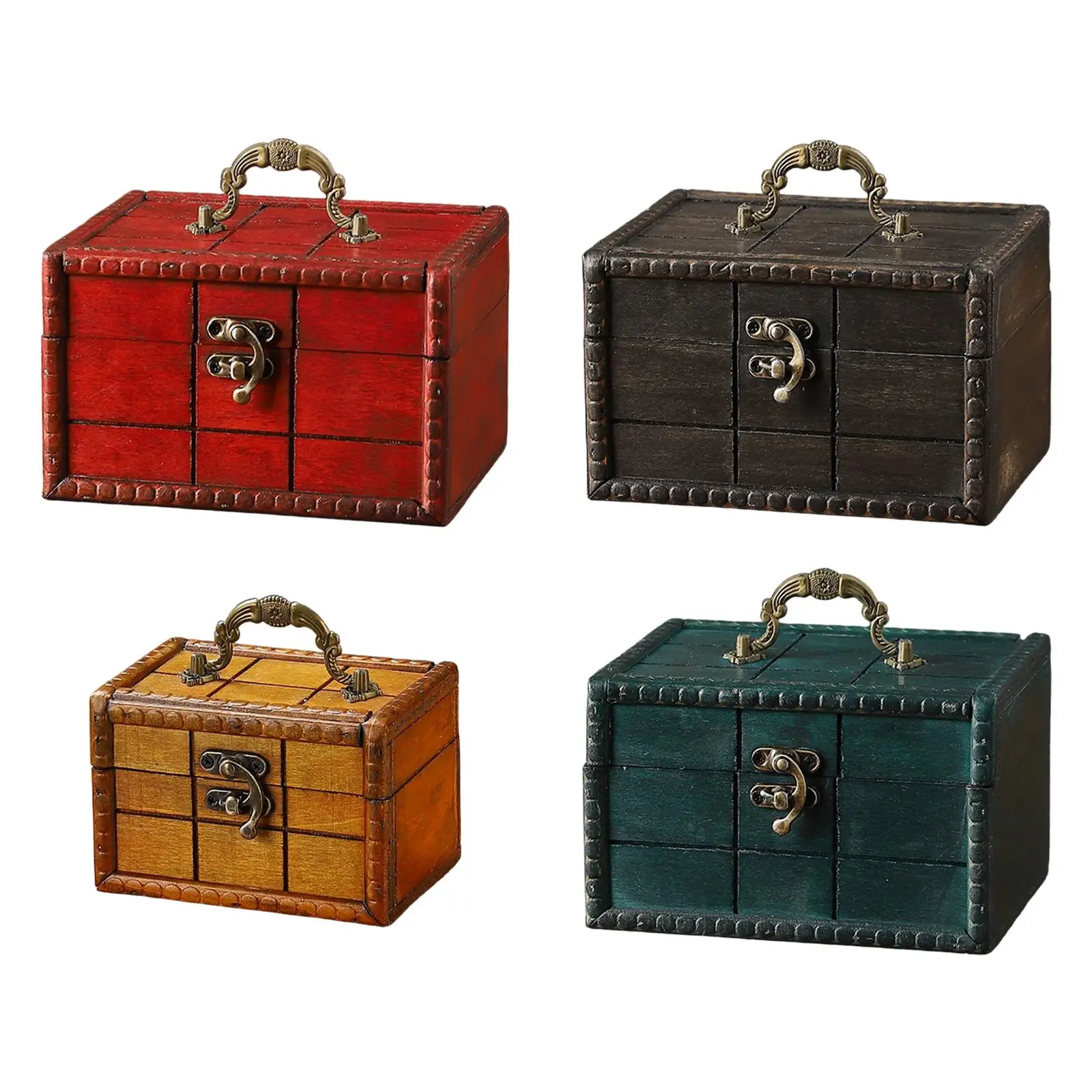 

Деревянная шкатулка для драгоценностей винтажного дизайна для броши, заколка для волос с ручкой для переноски