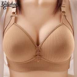 Soutien-gorge sans anneau en acier pour femme, lingerie confortable, soutien-gorge push-up sexy, sous-vêtements ajustables, bonnet à moule fin, grande taille, bonnet BC