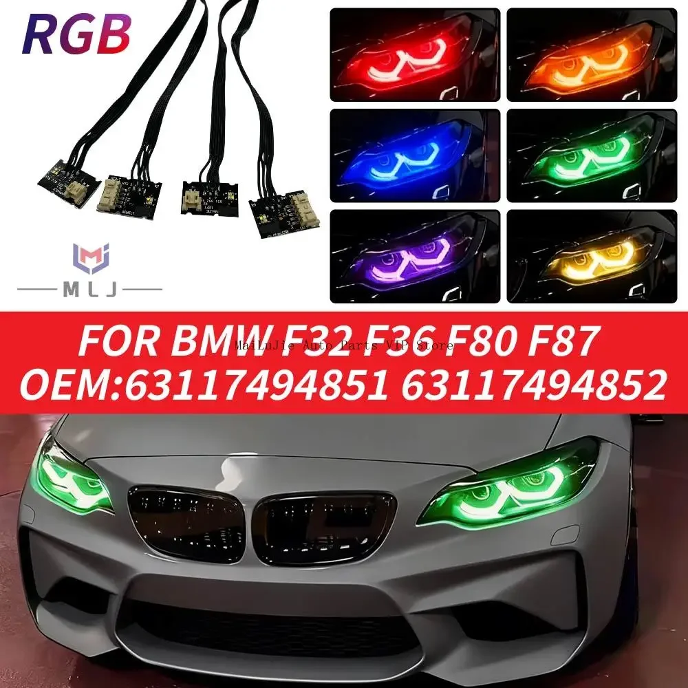 New RGB Headlight Plug Wiring Harness 63117494851 63117494852 NEW FOR BMW F32 F36 F80 F87 Multiple Colors RGB  Angel Eyes