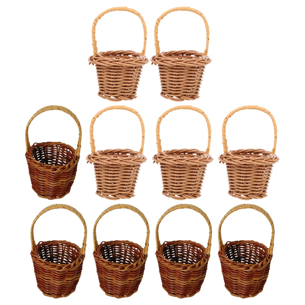 

10Pcs Mini Woven Basket Set Delicate Tiny Baskets for Craft Storage Pretend Play Micro Landscaping Rustic Wedding Decor