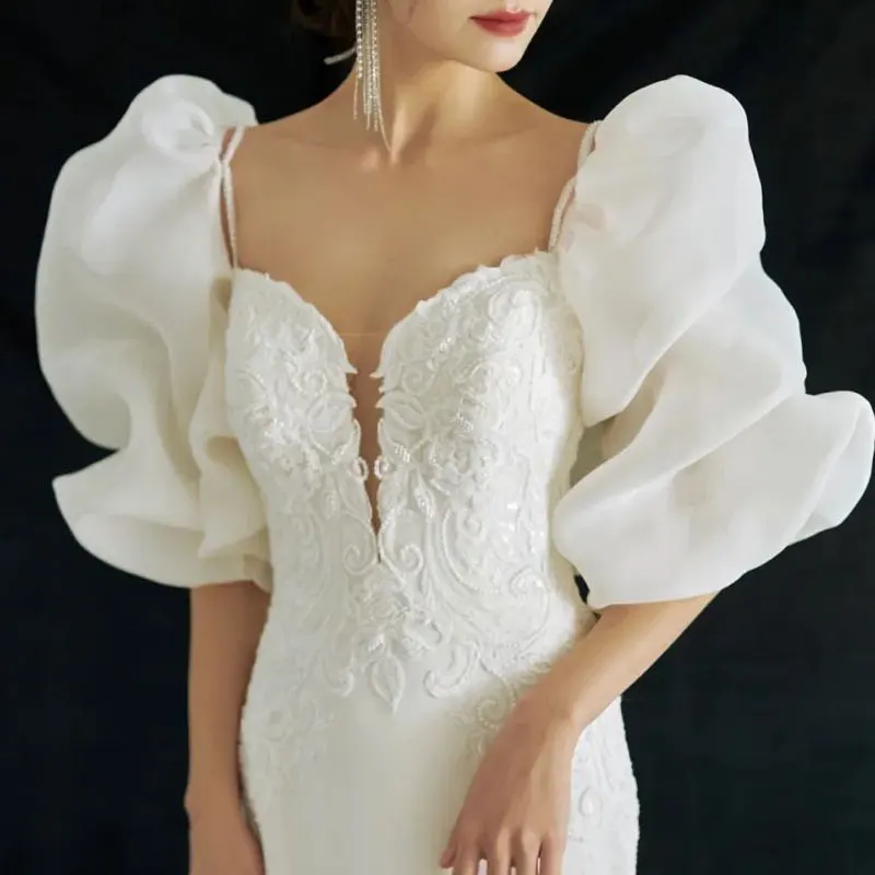 Removable Elegant White Bolero Detachable Sleeves For Wedding Dress Bridal Puff Dreamlike Party Wedding Accessories 2023