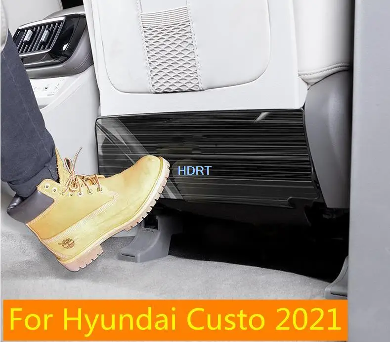 For Hyundai Custo 2021 Car 42.CM Stainless Steel Seat anti kick Pad kickplate Protective Cover trim frame Anti-Dirty Sticker