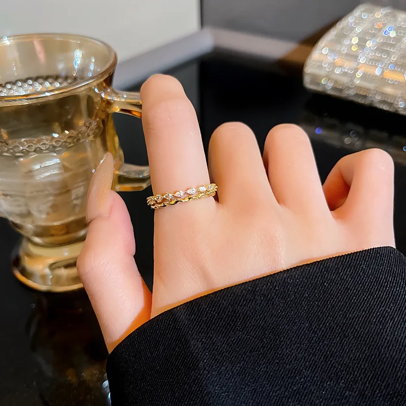 

Женское Двухслойное кольцо с цирконом, блестящее индивидуальное Открытое кольцо в стиле INS высокого качества, Y2K, роскошные модные ювелирные украшения для студентов, подарок