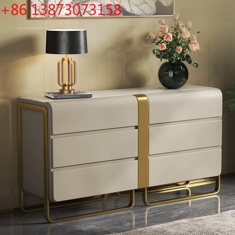 Komoda z sześcioma szufladami w stylu light luxury, modna marmurowa szafka RTV na zamówienie, luksusowa szafka do przechowywania, szafka nocna do sypialni.