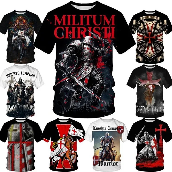 Knights Templar Knights of The Cross Cool T-shirt Christian 3D Printed Jerusalem T-shirt Cross Faith Fun T-shirt