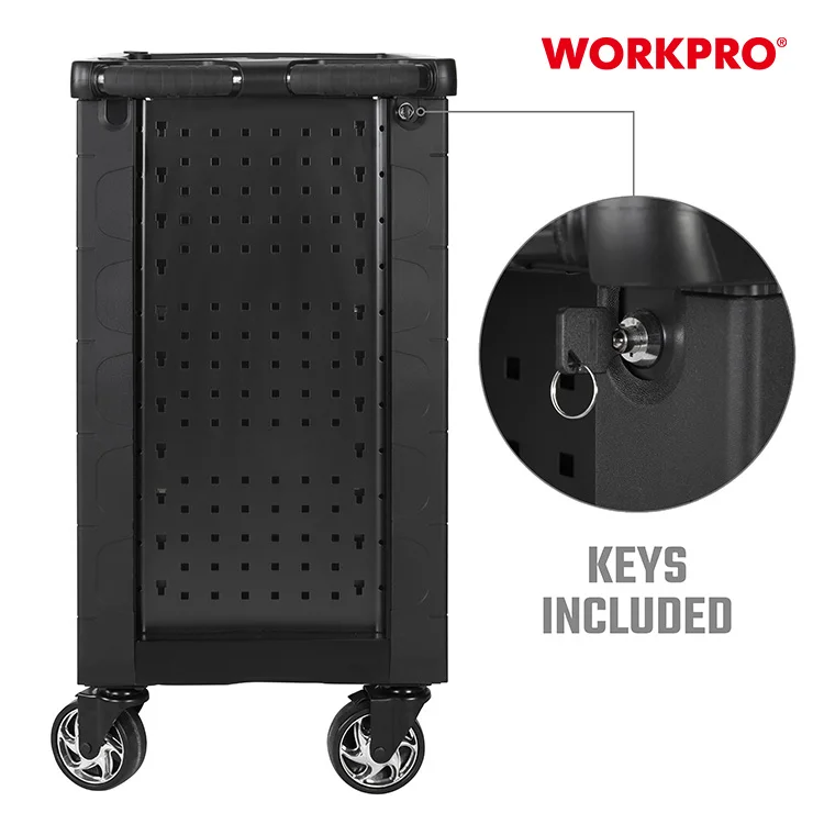 WORKPRO  Professional 7 Drawer Workbench Workshop Garage Metal Rolling Wheels Tool Box Roller Trolley Cart Tool Cabinets