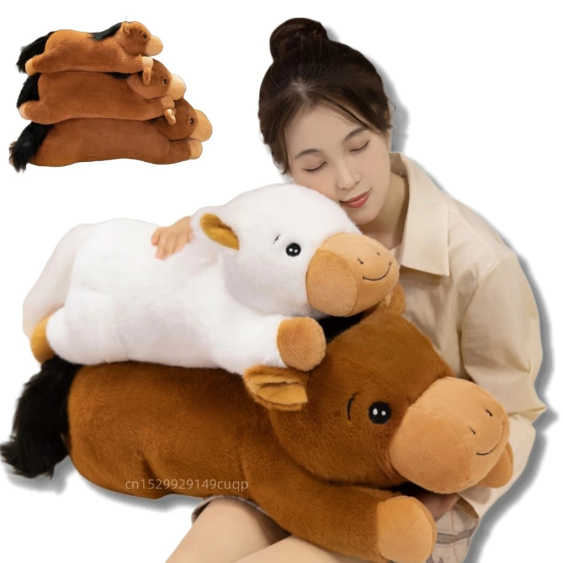 

50-86 см мультяшная длинная полоска лошади, плюшевая игрушка-подушка, мягкая коричнево-белая лошадь, мягкая игрушка, украшение дома, подарок для детей