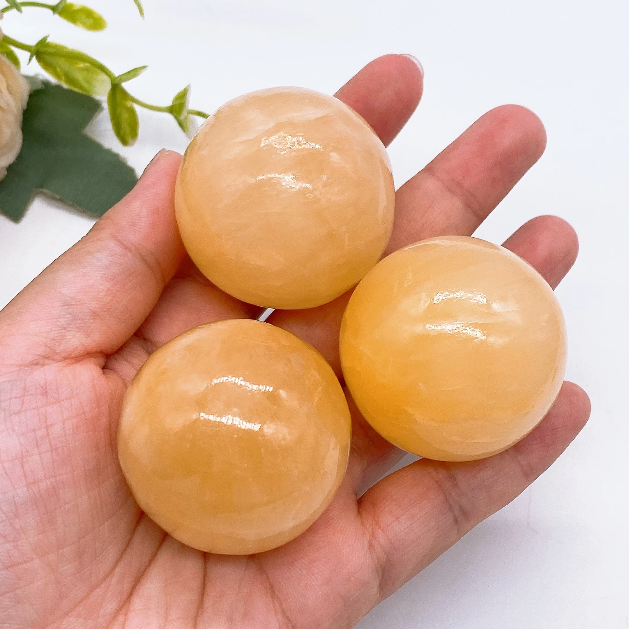 40mm Natural Yellow Calcite Sphere Crystal Stone Quartz Ball Gemstone Reiki Healing Home Decoration Gift