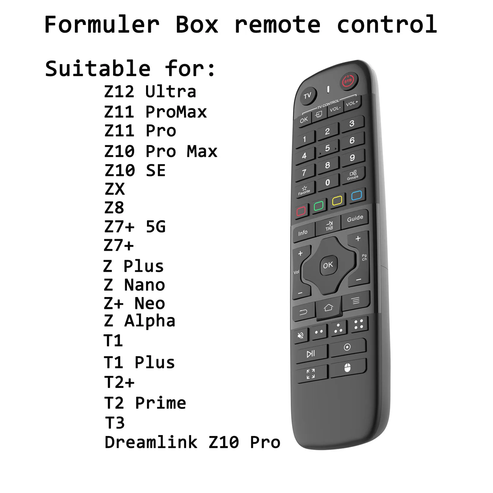 Control Remoto para Formuler Box, para Z12 Ultra, Z11 ProMax, Z11 Pro, Z10 Pro Max, Z10 SE, Z Nano, Z Plus, Z+ Neo, Dreamlink Z10 Pro, T1...