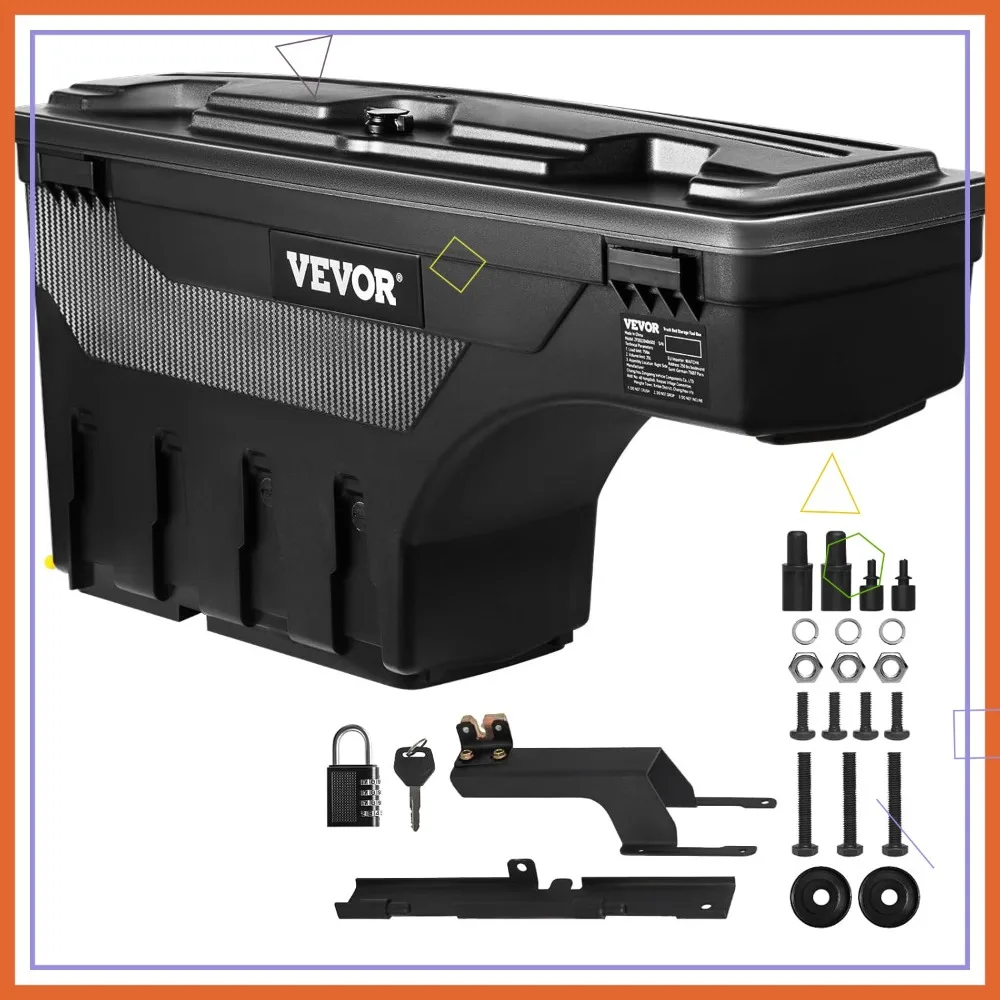 

Lockable Swing Tool Box for Ford F-150 2015-2021, Waterproof ABS Storage with Password Padlock, 6.6 Gal/25L Left Side