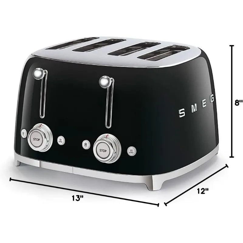 Retro 4 Slice Toaster 6 Presets Extra Wide Slots,with Removable Stainless Steel Crumb Tray