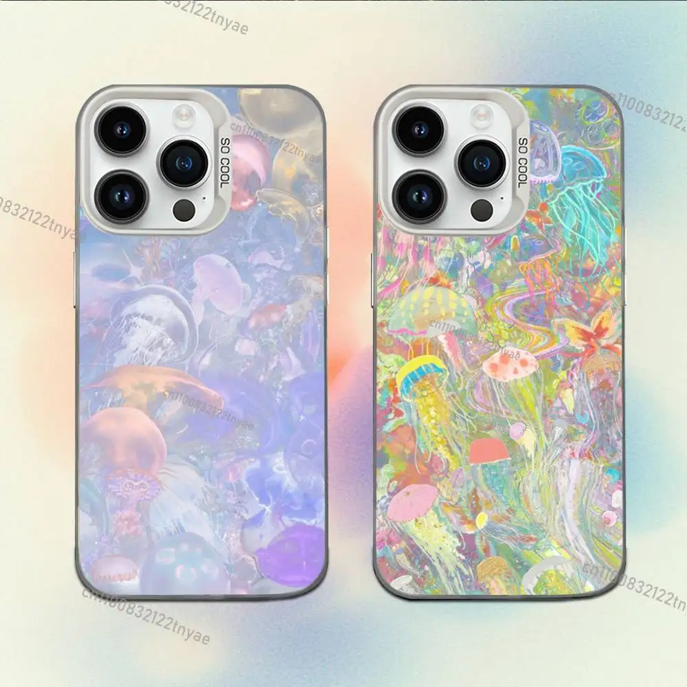 

Blue Melancholy Ocean Jellyfish Phone Case For iPhone 17,16,15,14,13,12,11,Mini,Pro,E,MAX White Candy Matte Shockproof Cover