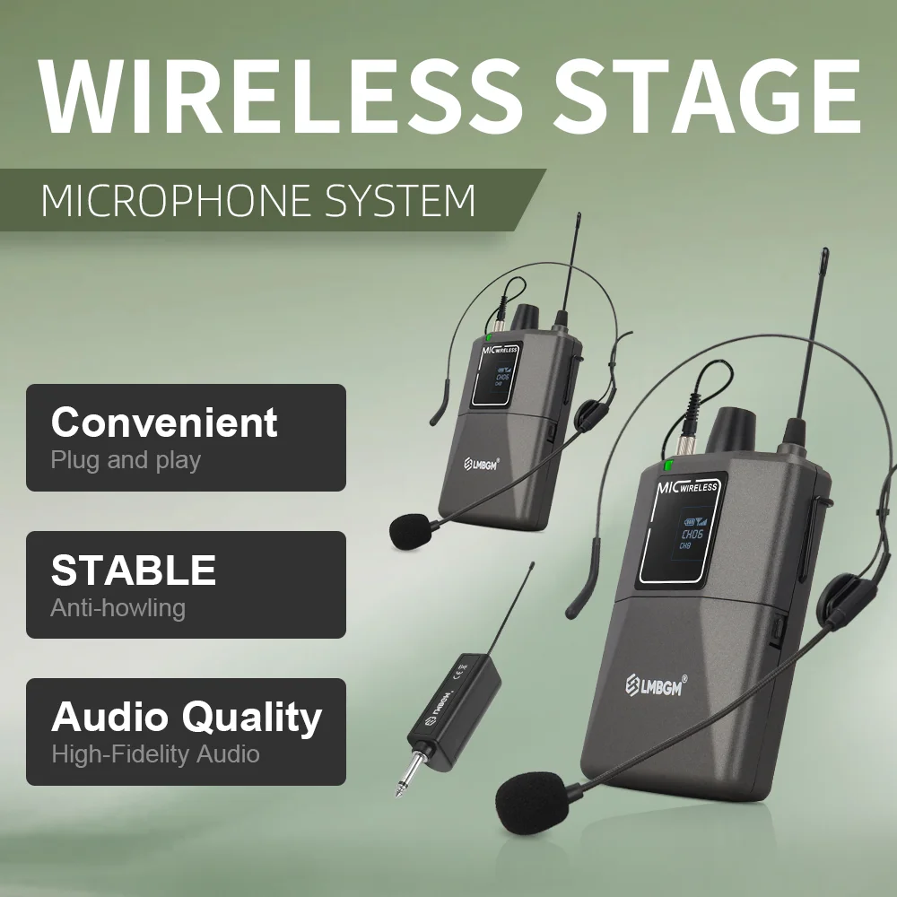 LMBGM W2 Wireless Headset Microphone Kit with USB-C Charging Receiver, Ideal for Public Speaking and Online Classes