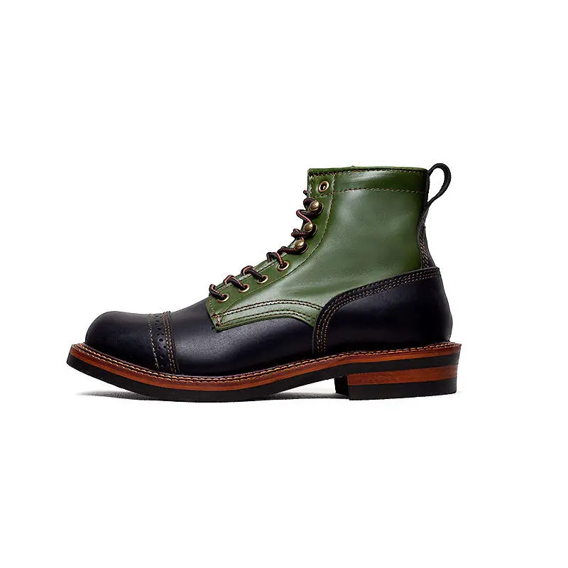 Botas masculinas meados de bezerro básico retro básico workwear botas paraquedista alta superior respirável estilo britânico sapatos de motocicleta sapato masculino