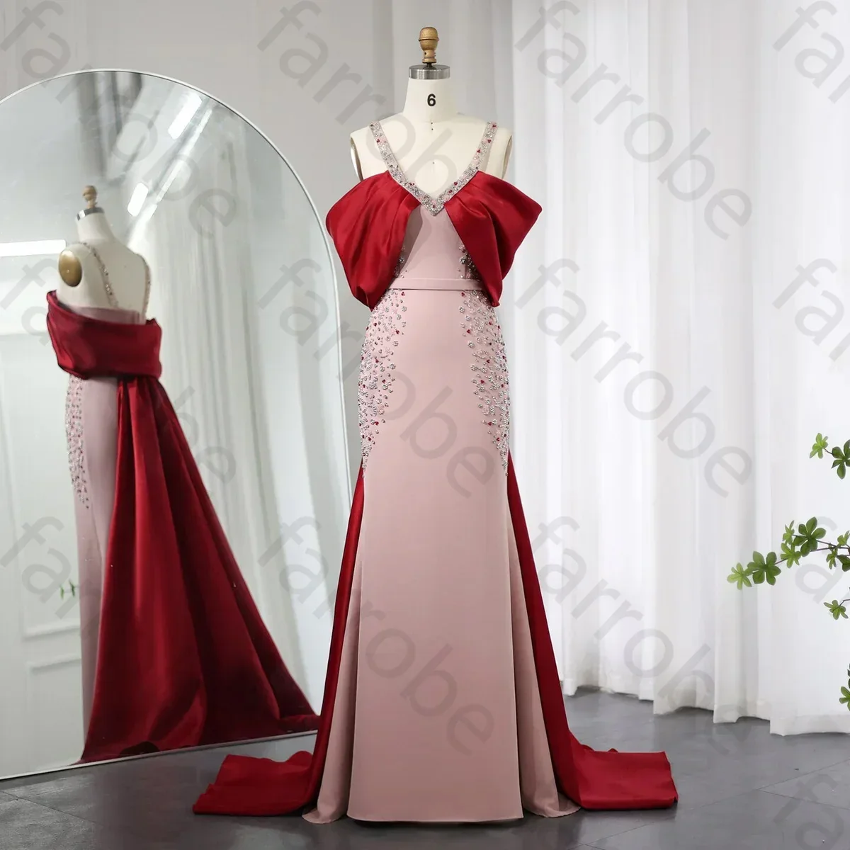 Customized V-neck Celebrity Formal Evening Dresses Sweetheart Birthday Homecoming Grace  Cloak Mermaid Prom Party Gown for Women