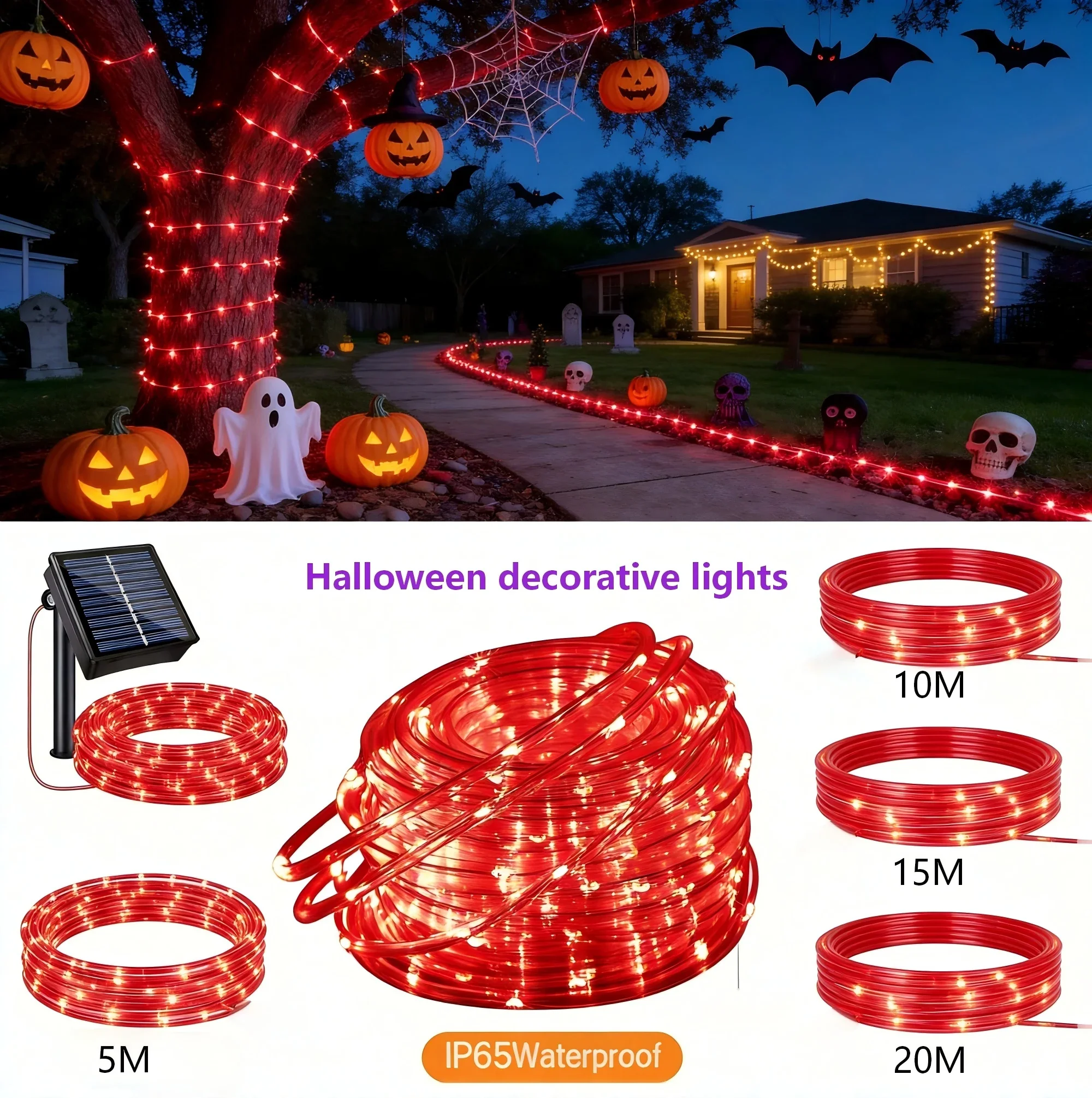Outdoor Lighting On Trees - Guirlandes lumineuses solaires à LED, 20