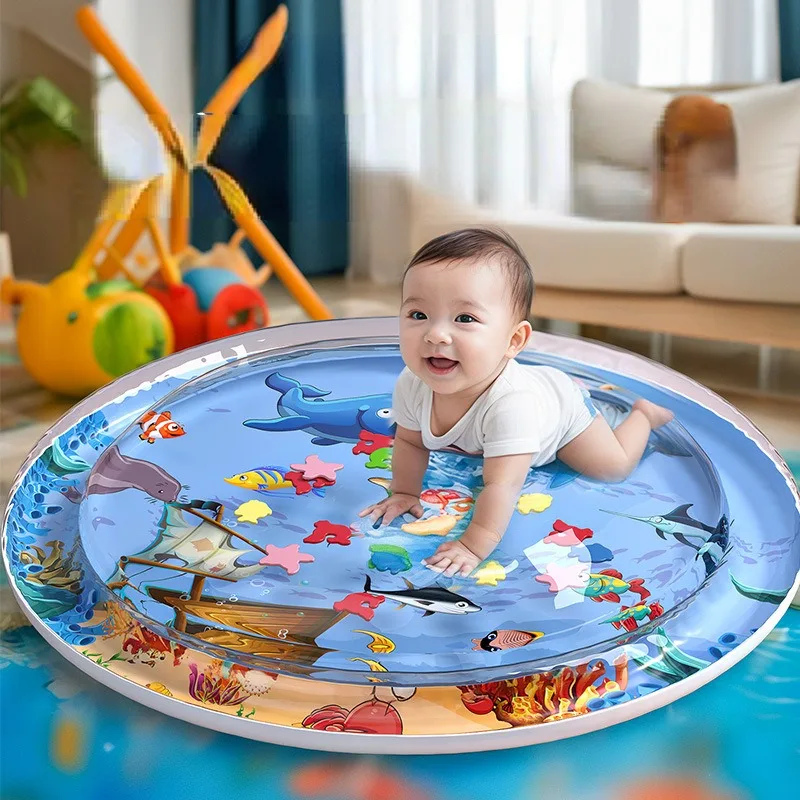 Inflatable Baby Crawling Mat Summer Cooling Water Sensory Play Bed Pet Pat Play Ocean Fish Water Cushion Cat Dog Interactive Toy