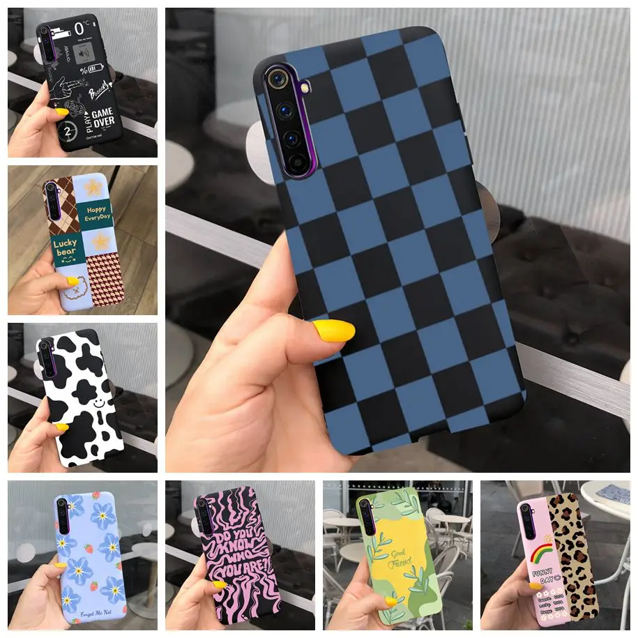 Dla OPPO Realme 6 Pro Case RMX2061 RMX2063 krata pokrywa TPU miękkiego silikonu tylna pokrywa dla Realme6 Realme 6 Pro 6i 6S etui na telefony