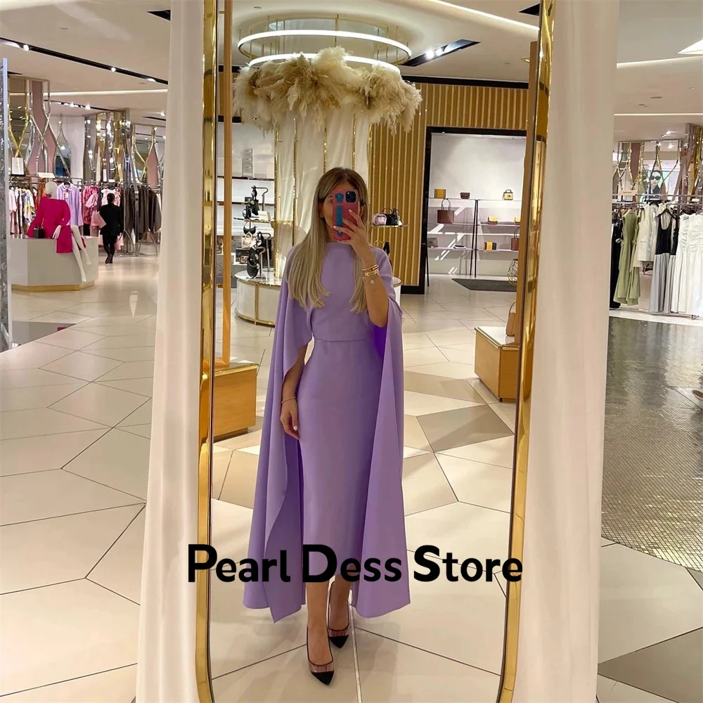 Pearl Evening Dresses Woman Elegant Luxury Evening Dress 2024 Satin Royal Engagement Dress Es Purple Fish Tail Shawl Ball Gowns