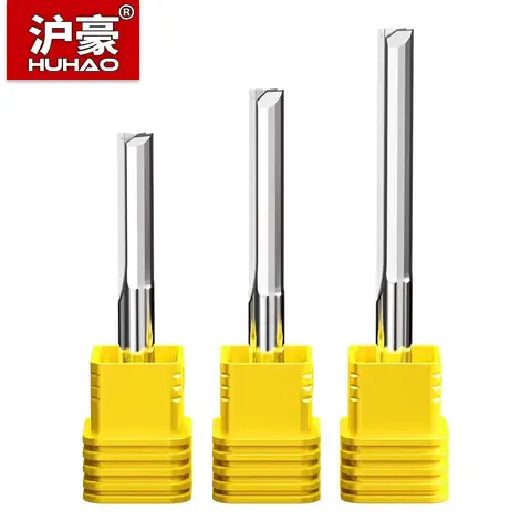 HUHAO 3.175/ 4/6mm Shank 2 Flute Carbide Steel End Mill CNC Mechanical Tools Engraving Bit Straight Slot Wood Milling Cutter