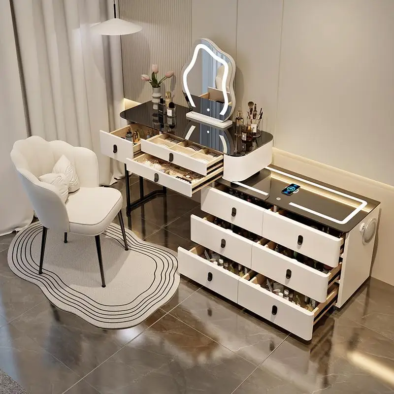 

Light Stool Dressing Table Storage Organizer Luxury Fashion Jewelry Cabinet Dressing Table Toiletries Desks Coiffeuse Furniture
