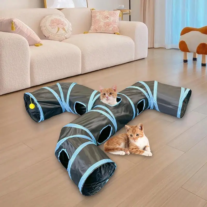 Kattenspeelgoed Tunnel Binnen Kat Verbergen Interactieve Speeltunnel Buisspeelgoed Leuk Opvouwbaar Kat Schuilplaats Speelspeelgoed voor Konijnen Puppy Kitten