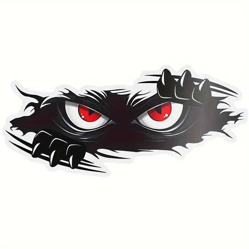 Angry Peek Monster Car Sticker - Durable PVC Bumper Sticker, Fun Monster Design, Black