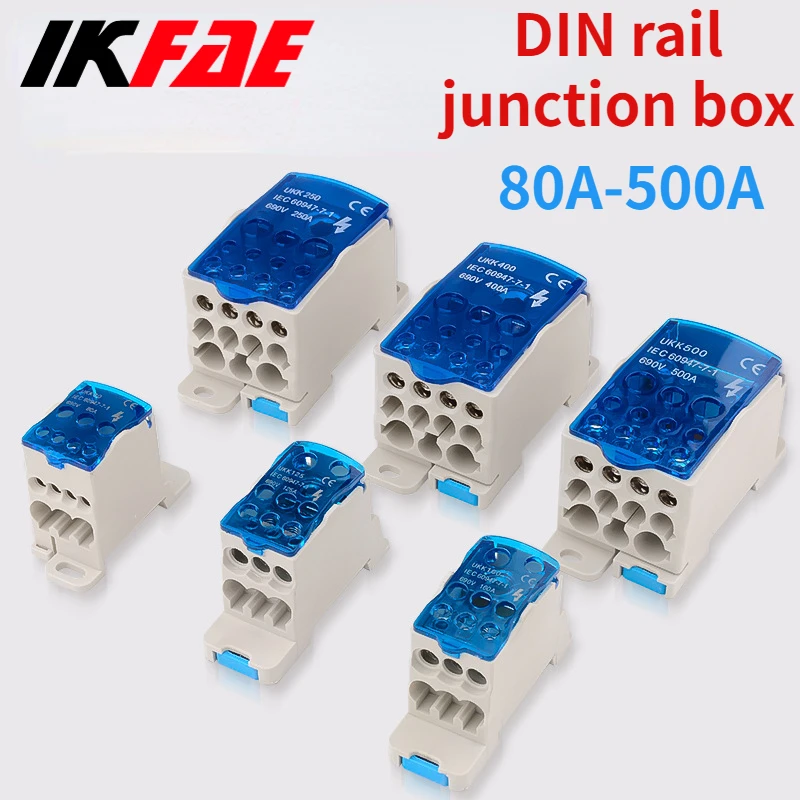 

DIN Rail Junction Box UKK80A 125A 160A 250A 400A 500A One in Multiple Out Terminal High Current Terminal Connector