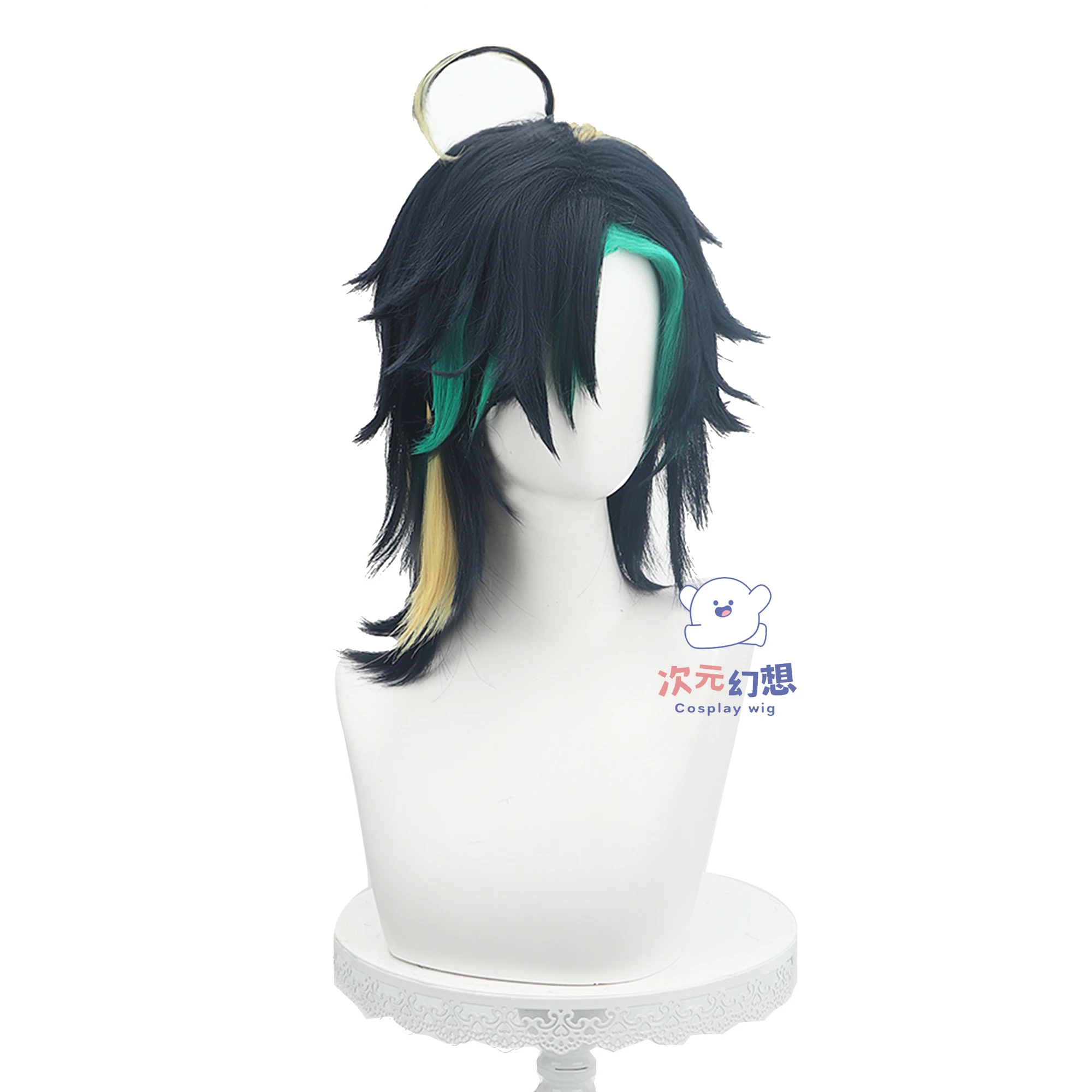 Genshin Impact Kinich Peruca Cosplay, Cabelo Sintético Resistente ao Calor, Festa de Halloween, Role Play, Boné de Peruca Grátis