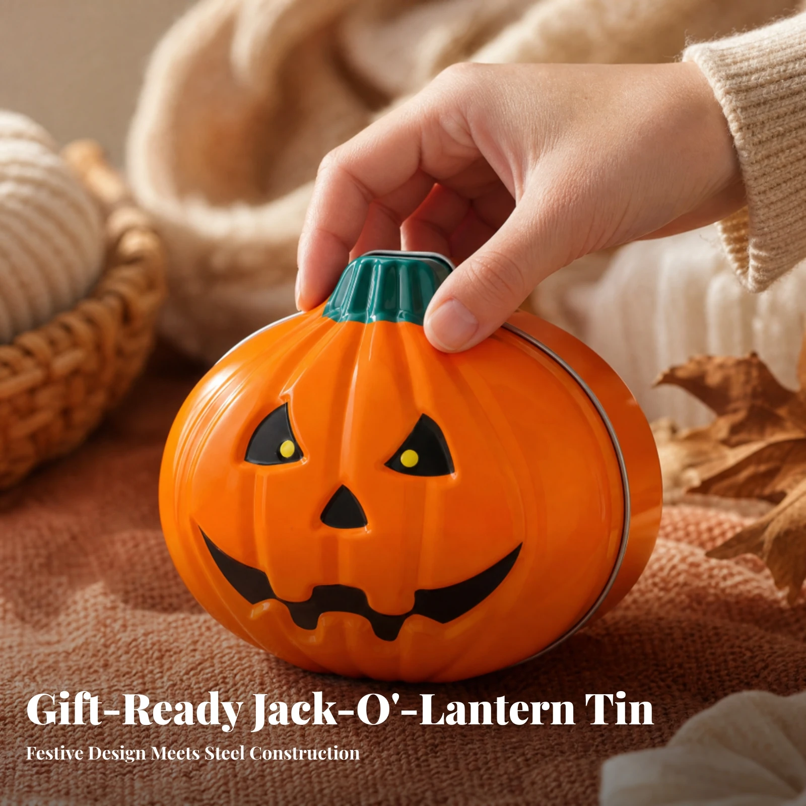 3D Jack-O'-Lantern Tin Caniste - Tin Container Lid review and price
