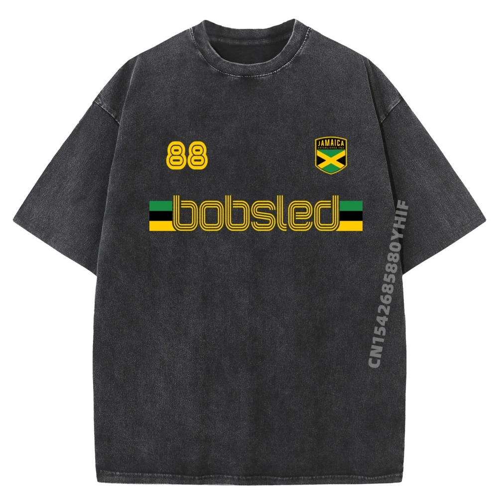 

Jamaica Bobsled Team Vintage Jamaican Flag Clothing Graphic Tees Mens Comfortable Washed T-Shirt For Men
