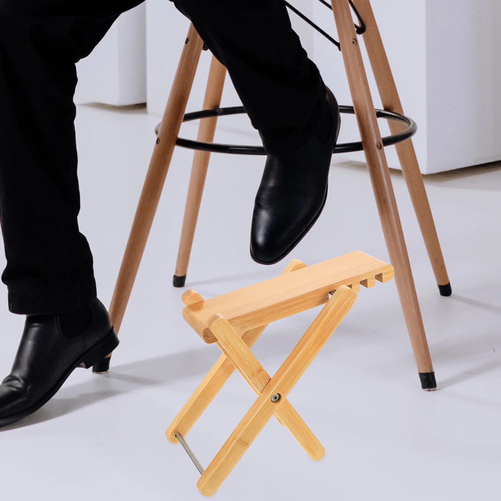 

Bamboo Guitar Foot Stool Foldable 6 Gears Height Adjustable Stable Performance Footboard Guitar Practice Shelf Accessories