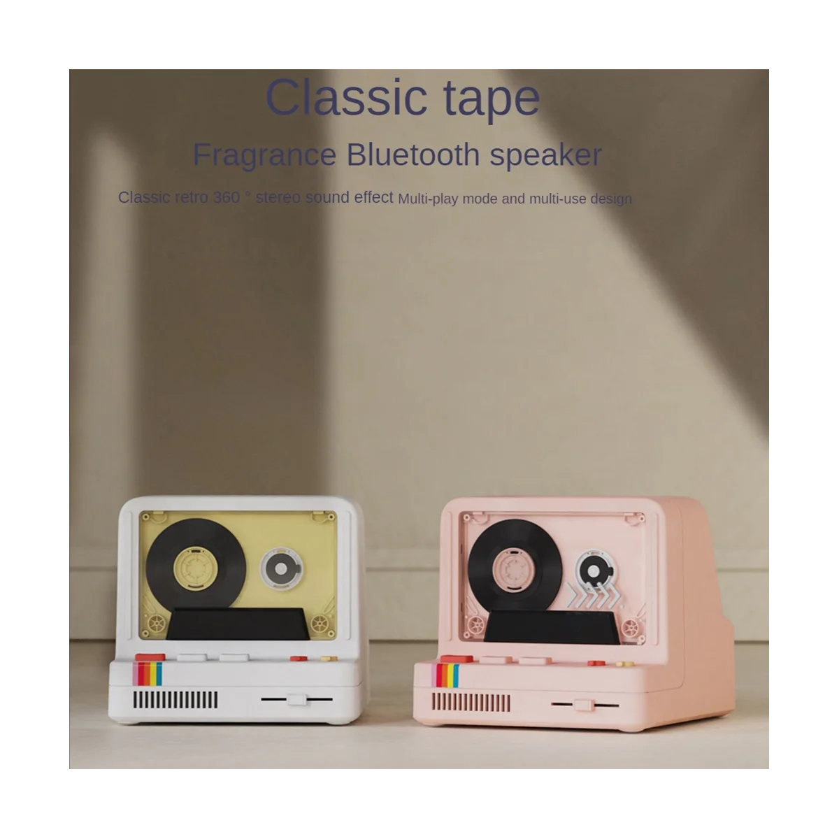 

Classic Tape Bluetooth Speaker Retro Convenient Portable Aromatherapy Night Light Multi-Function Mini Audio,White