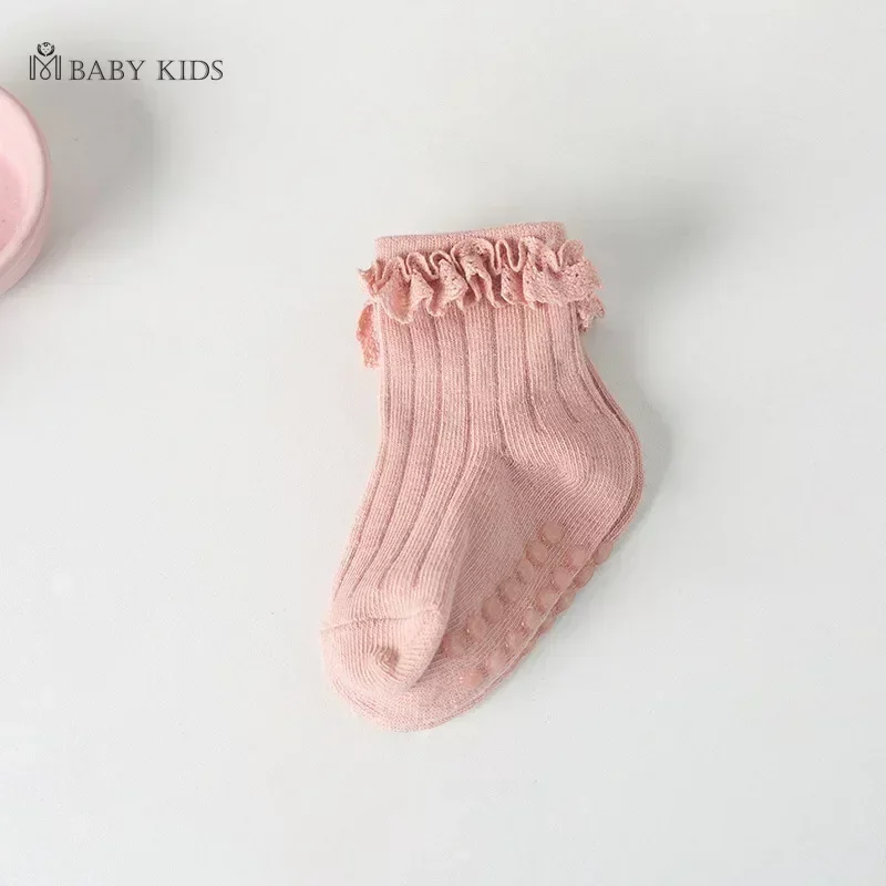 Baby Children\'s Non-slip Autumn Winter Cotton Socks Solid Color Baby Foot Socks