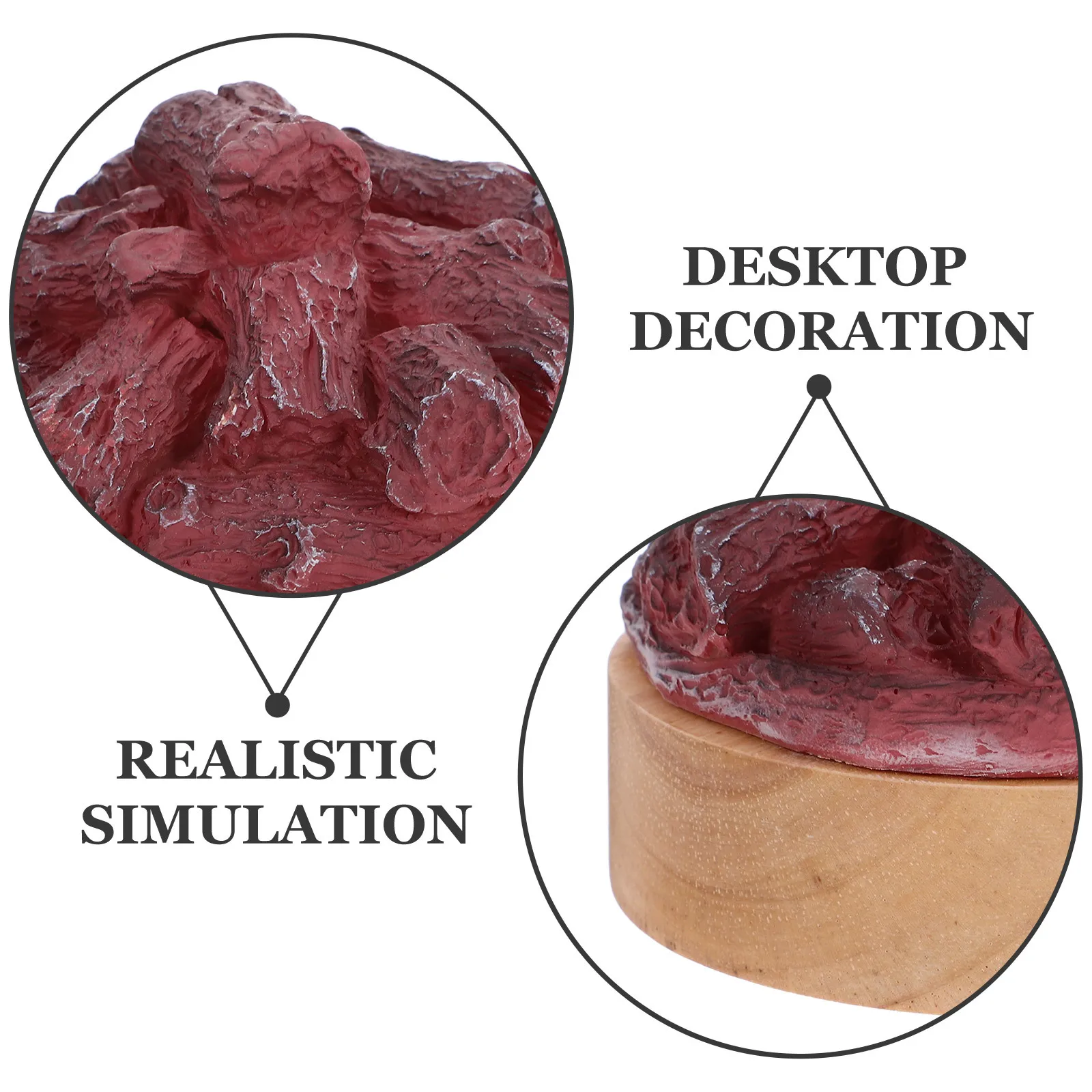 Portable Resin Faux Wood Charcoal Night Light Operated Realistic Flameless LED Lamp for Bedroom Dorm Room