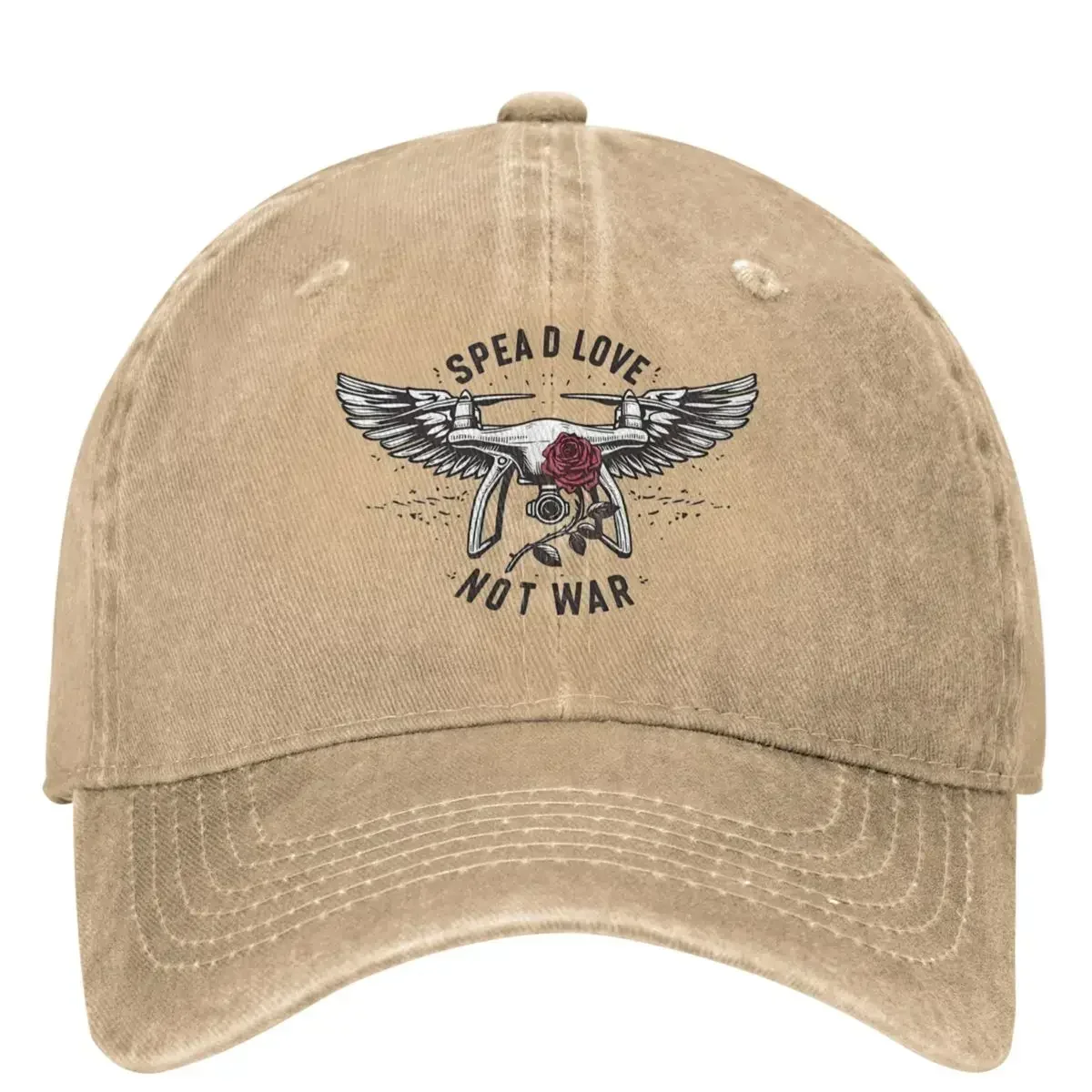 New Drone Spead Love Not War Murder Drones Washed Baseball Cap Streetwear Trucker Hat Summer Men Adult Hiking Fishing Snapback C