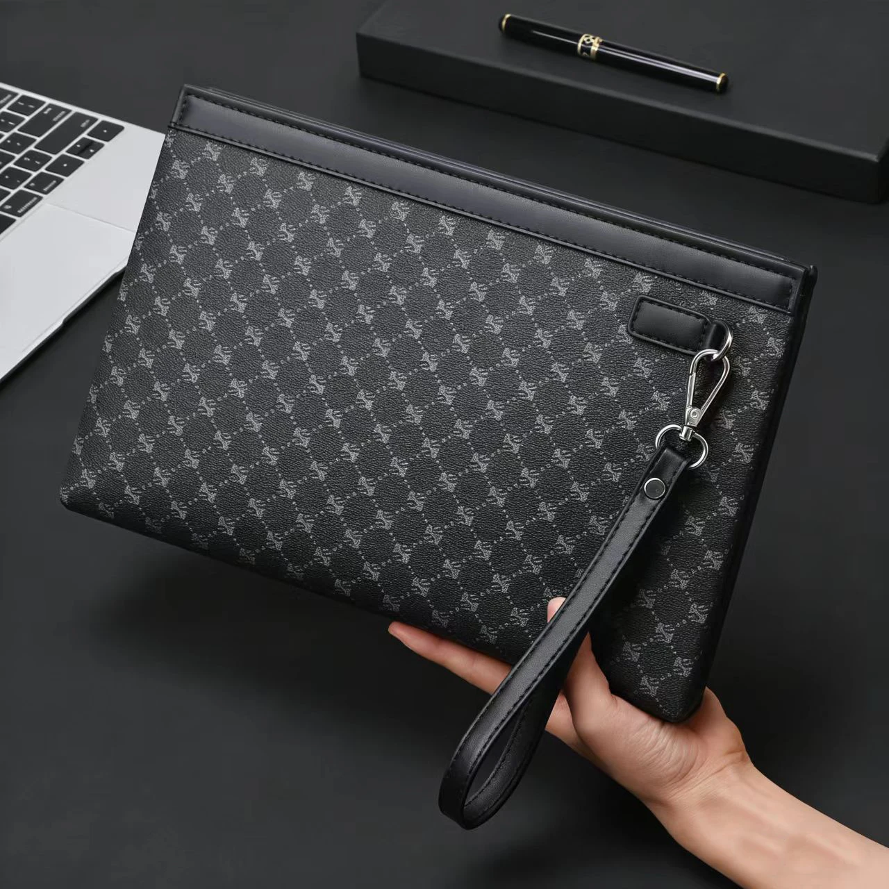 

Мужской клатч, большая вместимость, деловой повседневный стиль, модная сумка в клетку, классическая стильная сумка, мужская сумка