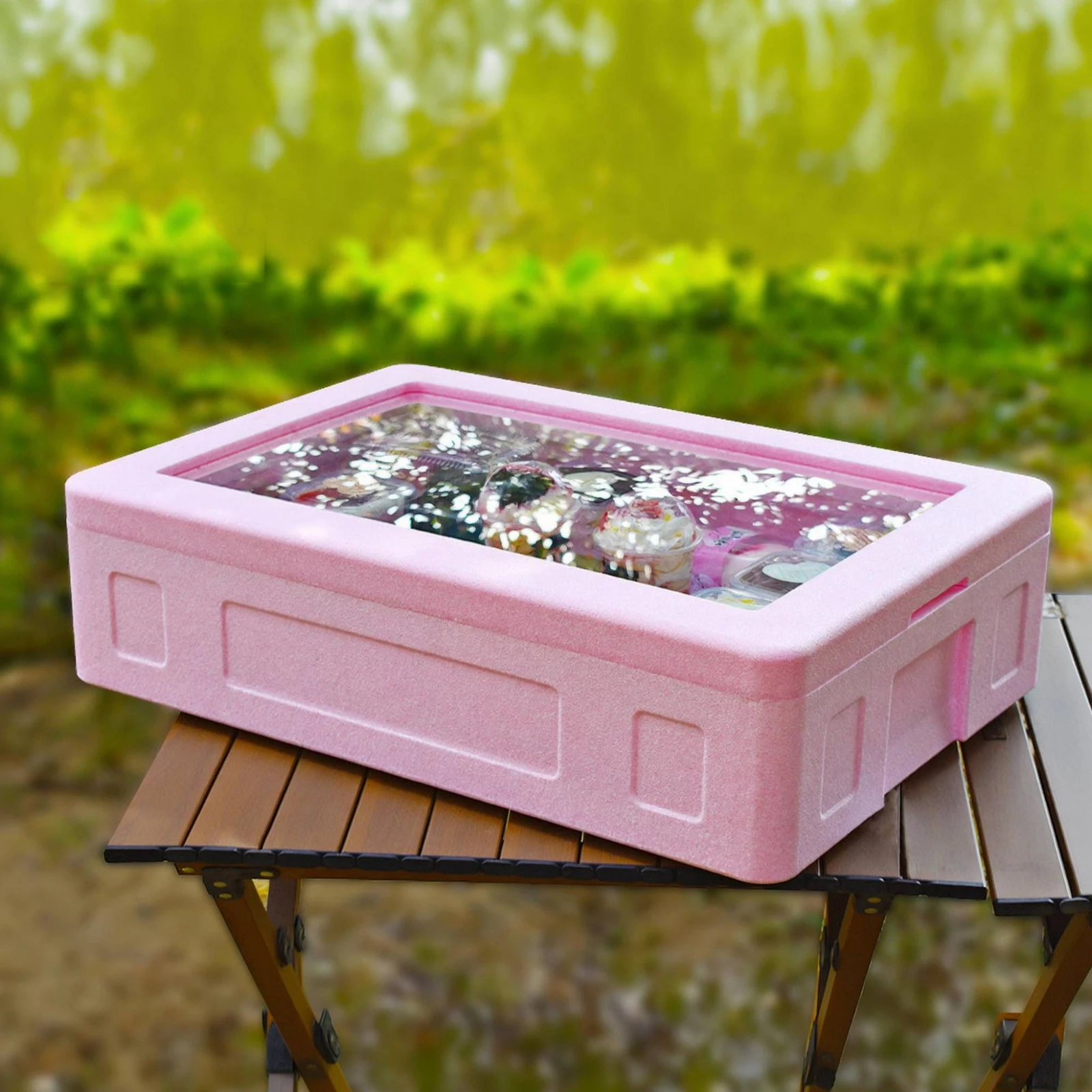 Insulated Food Warmer Box Transparent Lid Non Electric Food Warmer Hot Box Recessed Handles Shallow Body for Temperature Control