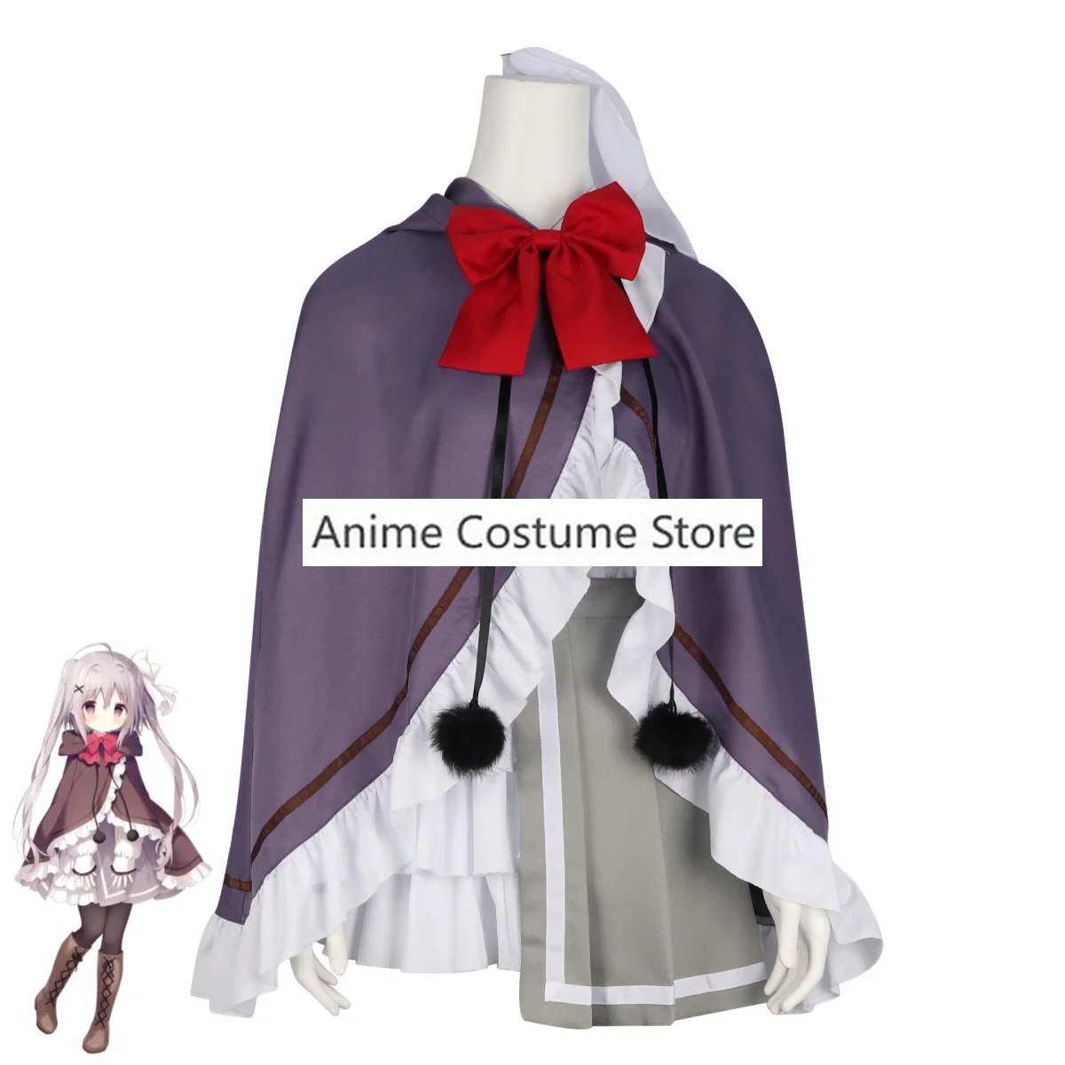 لعبة أنمي هوشيزورا تيتسودو إلى شيرو نو تابي نيري زي تنكري ، شال جميل تنورة وشعر مستعار للمرأة ، شعر مستعار