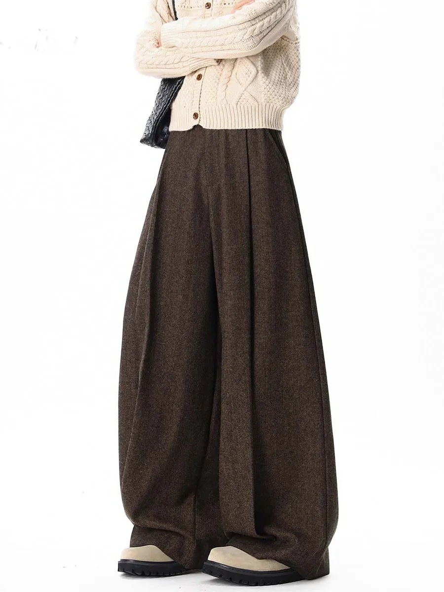 

Мужские зимние брюки в американском стиле, свободные, широкие, из плотной ткани, в стиле ретро, длинные в пол