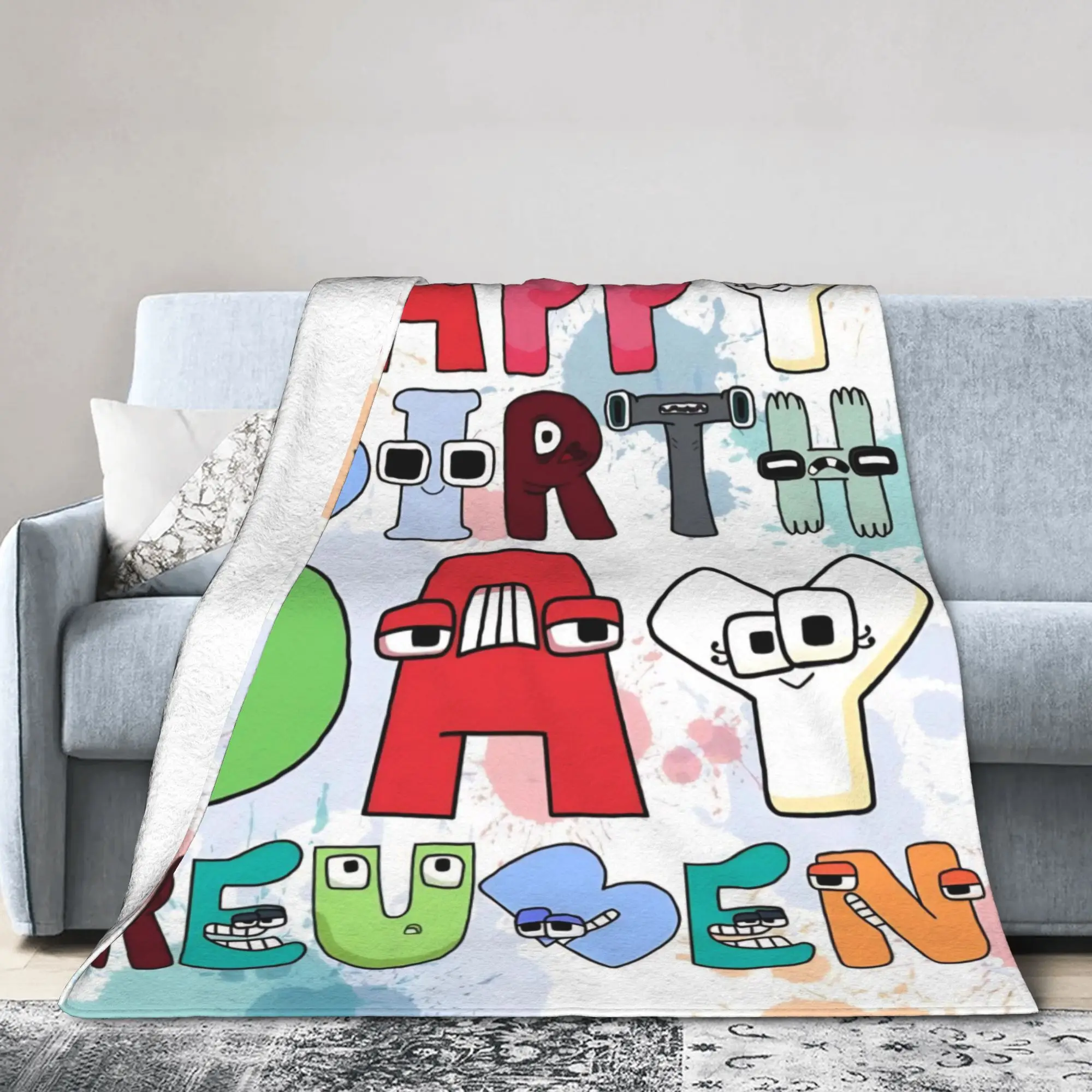 Alphabet Lore English Cartoon Blanket Villain Letters Flannel Awesome Warm Throw Blankets for Home All Season Travel