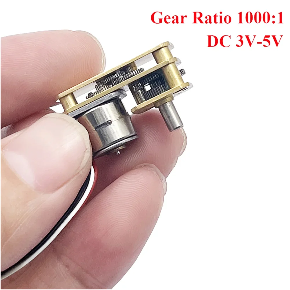 Micro 10mm Precision 2-phase 4-wire Gear Stepper Motor DC 3V-5V Hybrid Stepping 7-shaped Flipped Output Shaft gear ratio 1000:1